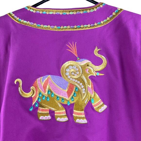 SOLD.  Bob Mackie Womens Wearable Art Elephant Embroidered Tunic Jacket Size M - Picture 3 of 8